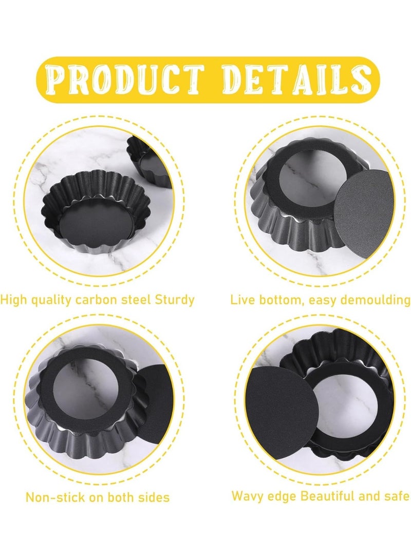 ChicAbode 6 Pcs Egg Tart Molds, 3inch Mini Tart Pans with Removable Bottom, Nonstick Round Mini Pie Pans, Bakeware Carbon Steel Mold for Pies - Image 5